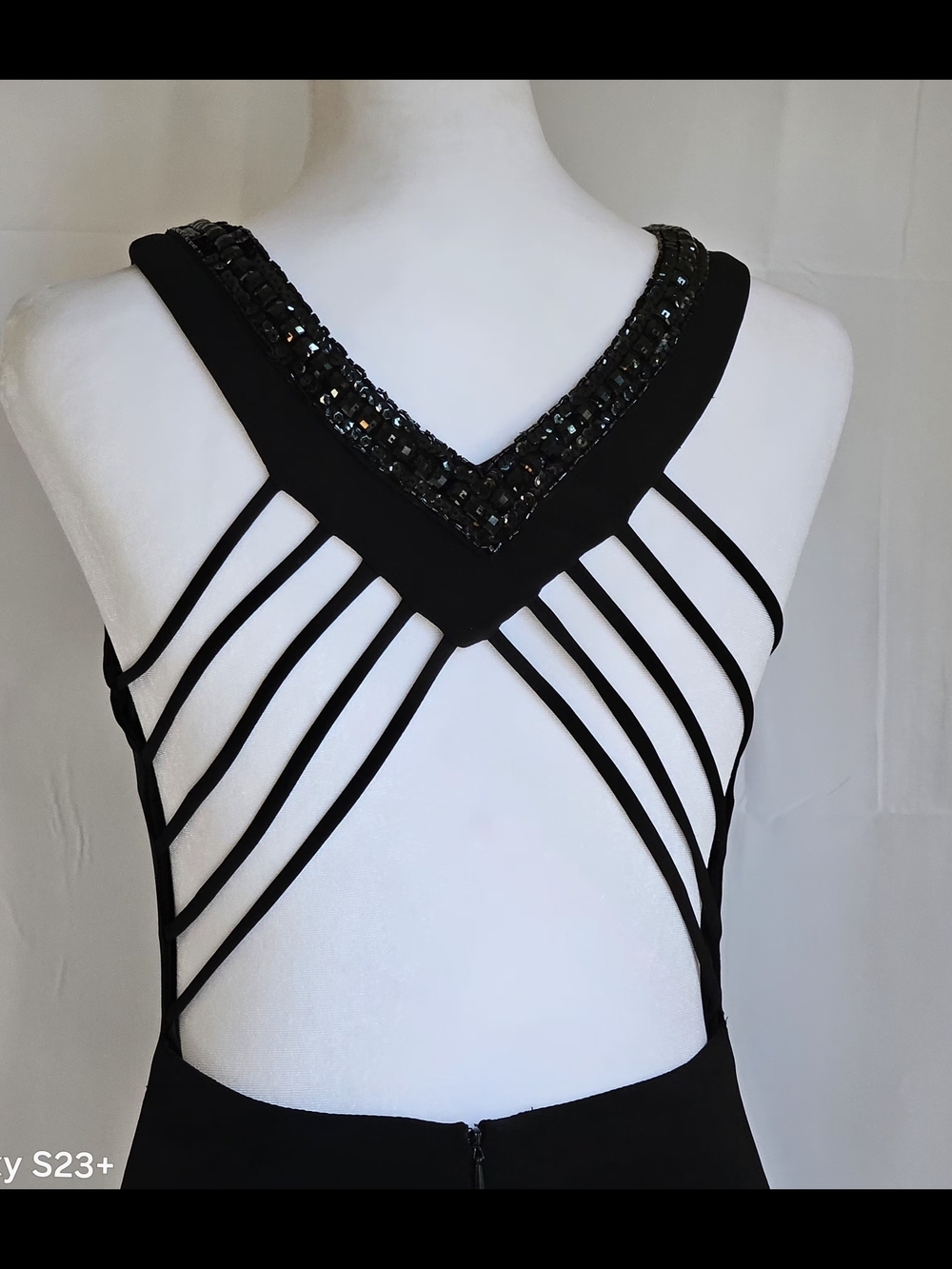 Josh & Jazz Black Embellished Bodycon Dress Strappy Open Back Mini Dress Size 2 - Picture 4 of 12